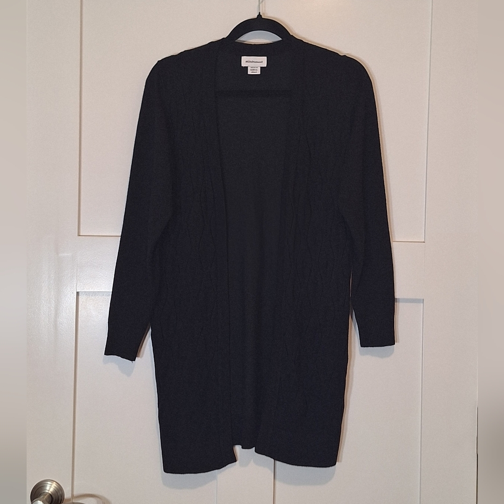 Stitchcount Black Open Front Knit Cardigan With Stretch Size Medium
